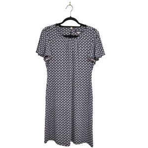 Tommy Hilfiger Blue Navy Scoop Neck Ruffle Cap Sleeve Summer Floral Midi Dress 8